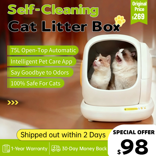 #1 Bestselling Self-Cleaning Cat Litter Box with Safety Protection & Odor Removal